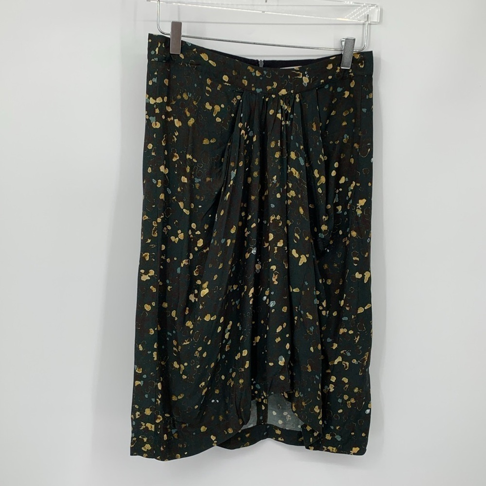 Humanoid Marge skirt spatter pattern black Lagenlook gathered tan blue new Small